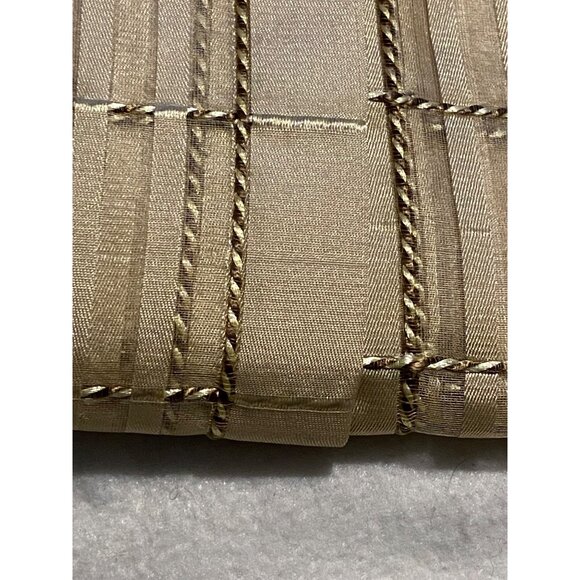 100% Sheer Silk Grid Pattern Curtain PanelWindow Drapery Gold/Cream 50” X 84” - Picture 6 of 8